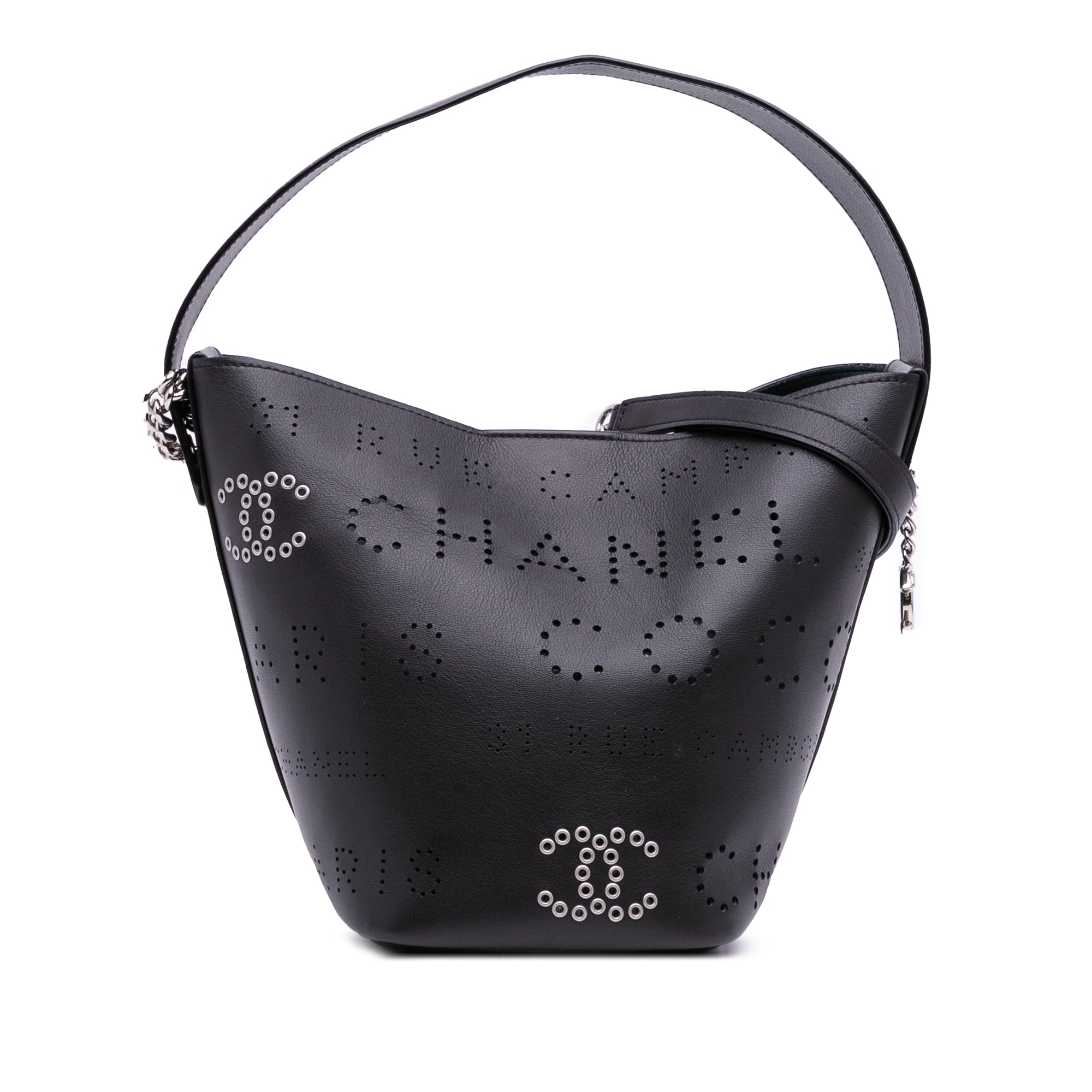Calfskin and Tweed Small Piercing Light Bucket Bag