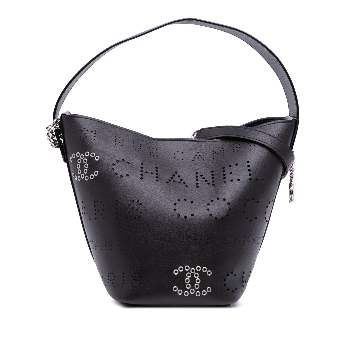 Calfskin and Tweed Small Piercing Light Bucket Bag
