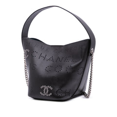 Calfskin and Tweed Small Piercing Light Bucket Bag