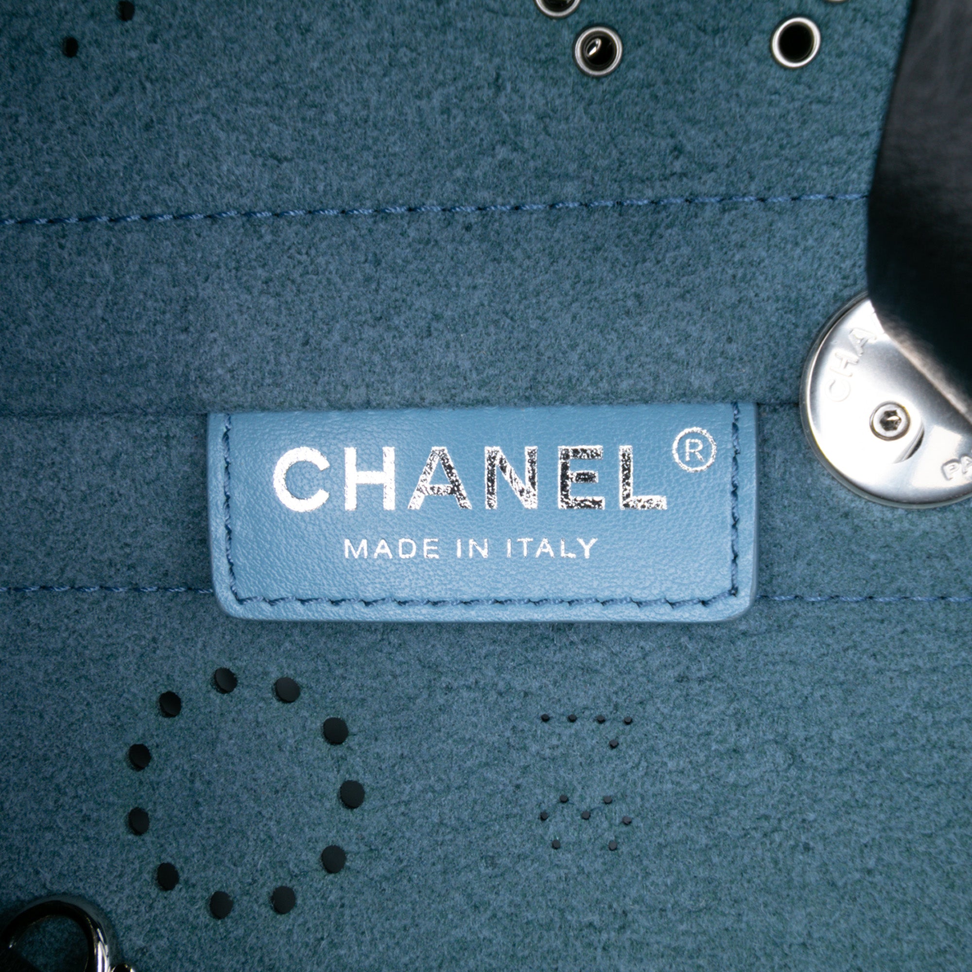 Calfskin and Tweed Small Piercing Light Bucket Bag
