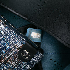 Calfskin and Tweed Small Piercing Light Bucket Bag