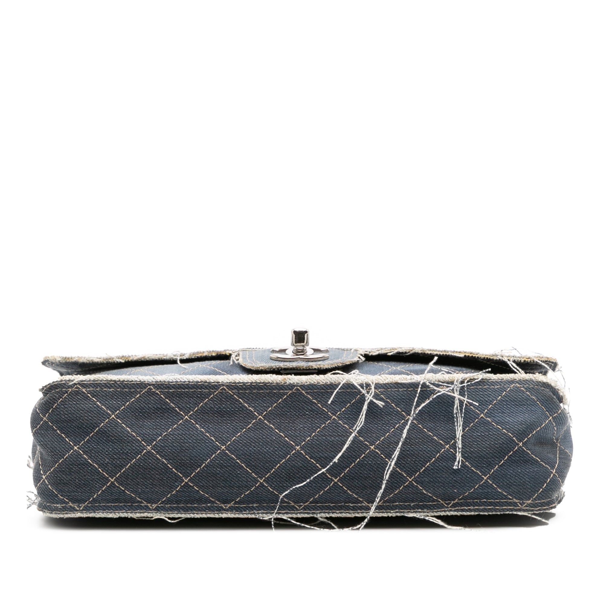 Paris Dubai Medium Quilted Denim Pompom Flap