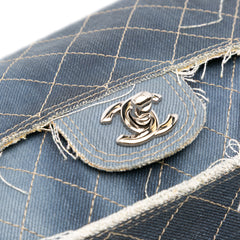 Paris Dubai Medium Quilted Denim Pompom Flap