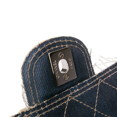 Paris Dubai Medium Quilted Denim Pompom Flap