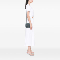 Mini Square CC Quilted Denim Single Flap