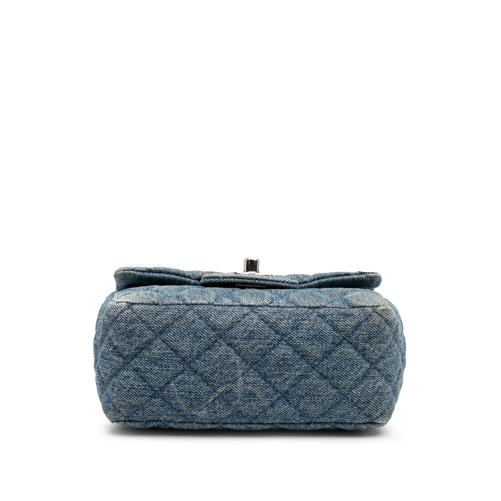 Mini Square CC Quilted Denim Single Flap