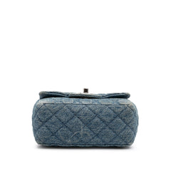 Mini Square CC Quilted Denim Single Flap