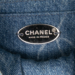 Mini Square CC Quilted Denim Single Flap