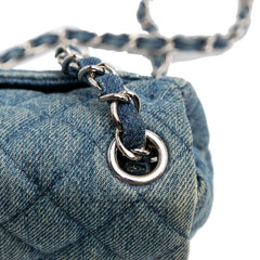 Mini Square CC Quilted Denim Single Flap