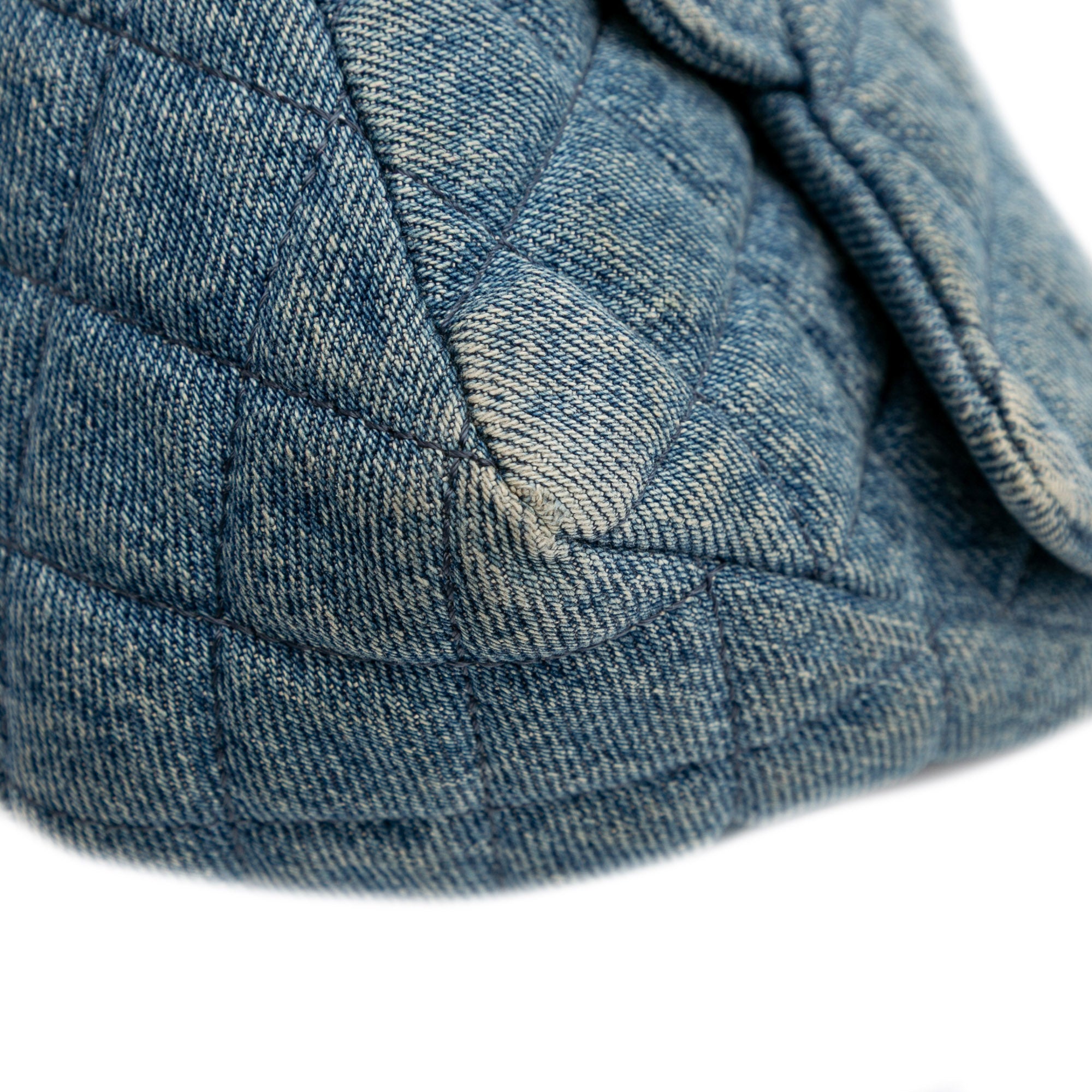 Mini Square CC Quilted Denim Single Flap