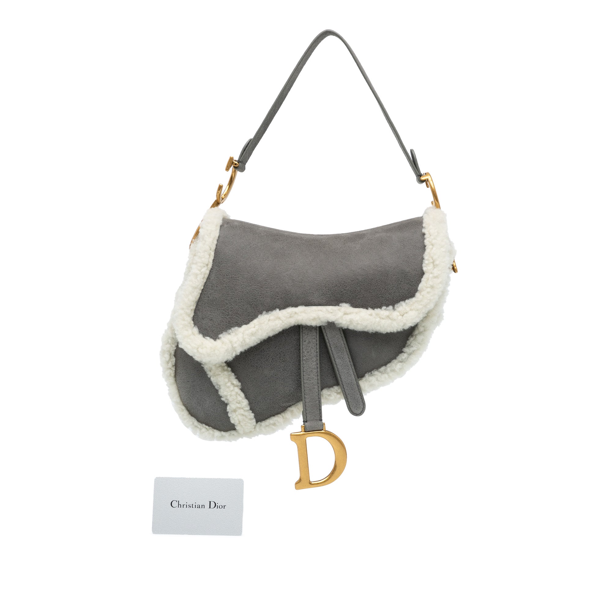 Medium Shearling Suede Saddle