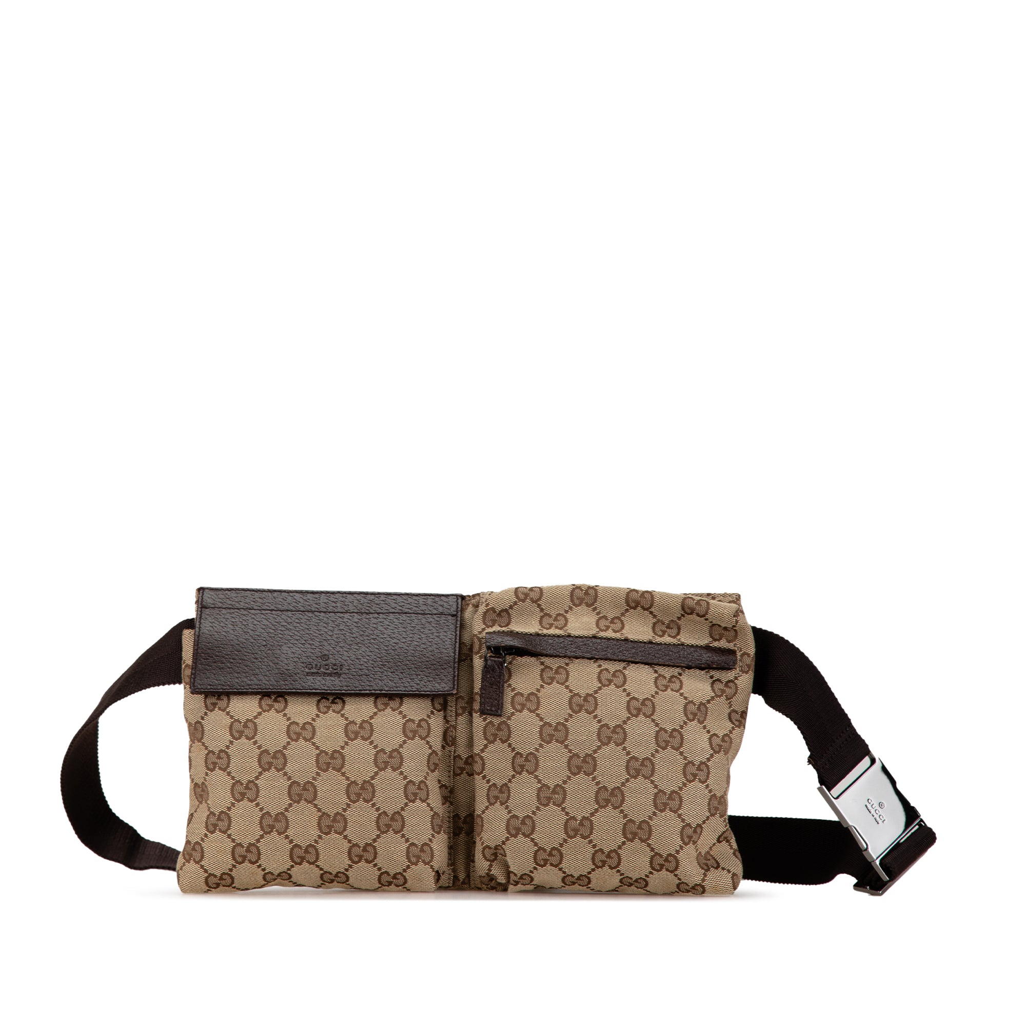 GG Canvas Double Pocket Belt Bag