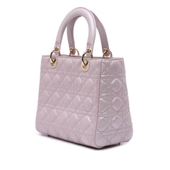 Medium Pearlescent Lambskin Cannage Lady Dior