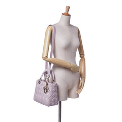 Medium Pearlescent Lambskin Cannage Lady Dior
