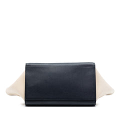 Medium Bicolor Leather Trapeze Satchel