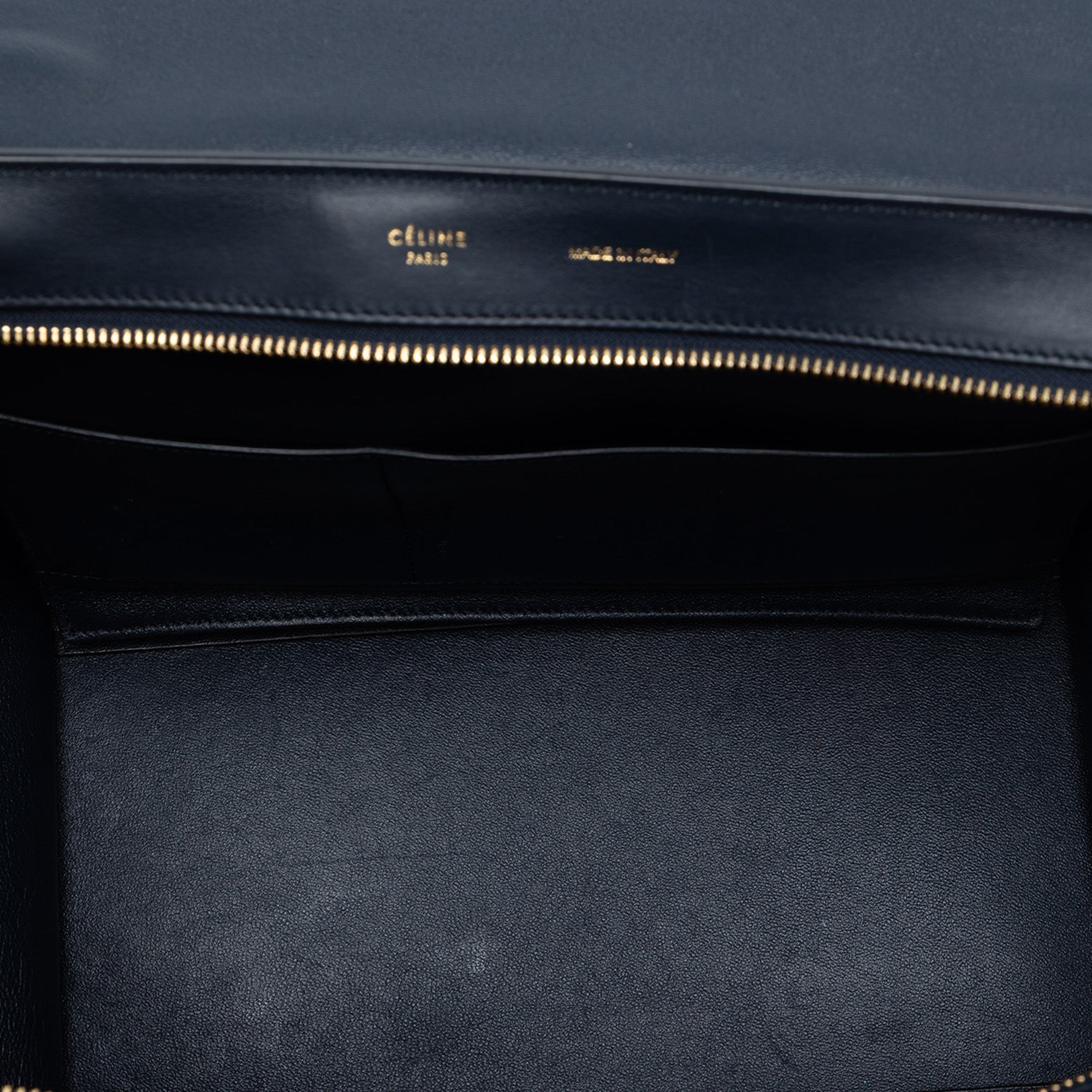 Medium Bicolor Leather Trapeze Satchel