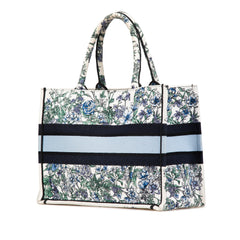 Medium Canvas Embroidered Flowers Book Tote