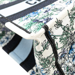 Medium Canvas Embroidered Flowers Book Tote