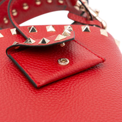 Grained Calfskin Rockstud Saddle Crossbody