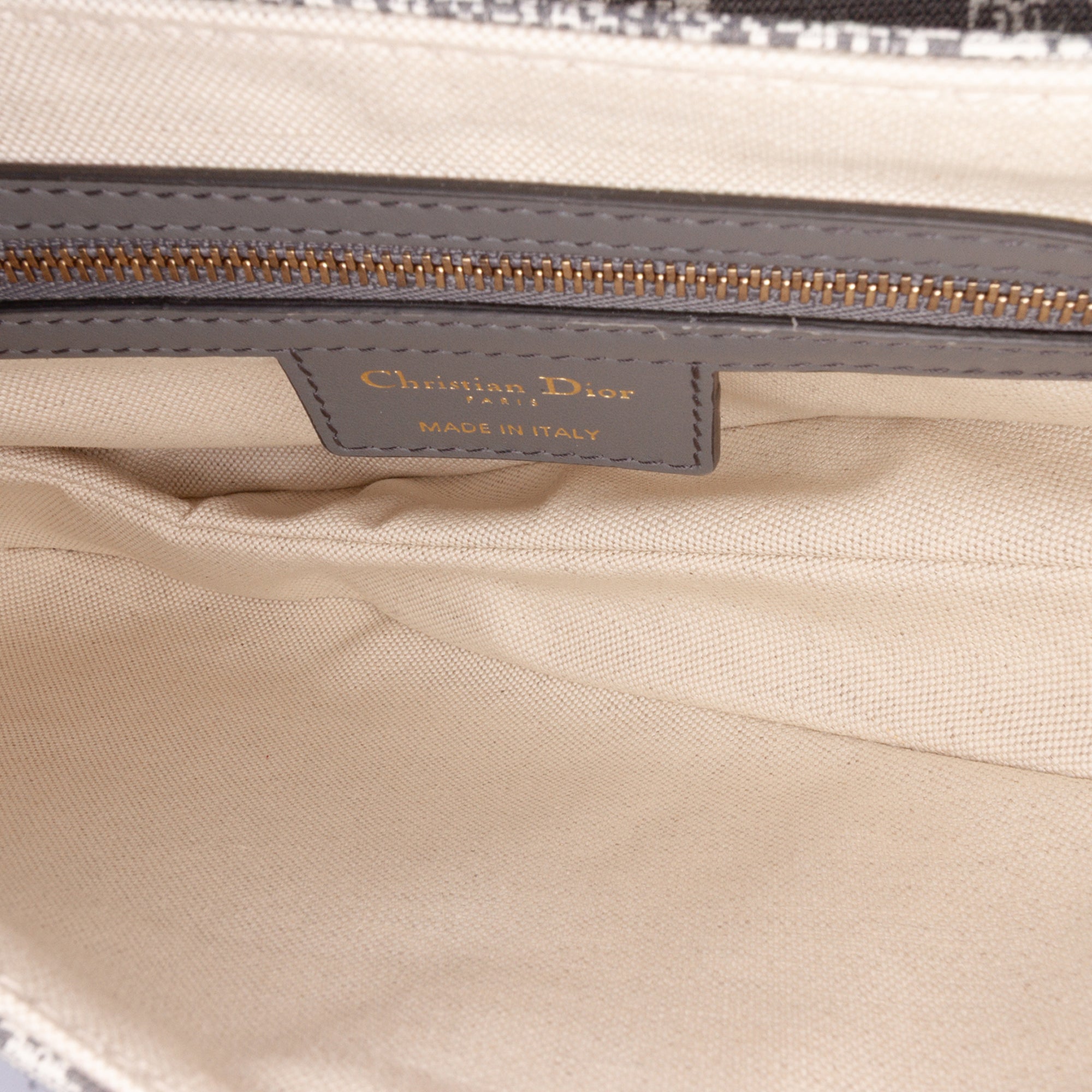 Canvas Reverse Embroidered Toile De Jouy Saddle Bag