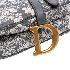 Canvas Reverse Embroidered Toile De Jouy Saddle Bag