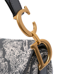 Canvas Reverse Embroidered Toile De Jouy Saddle Bag