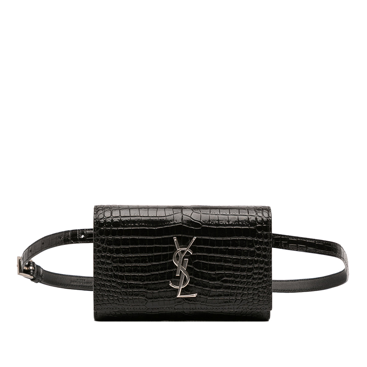 Croc Embossed Leather Monogram Kate Belt Bag