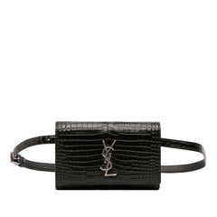Croc Embossed Leather Monogram Kate Belt Bag