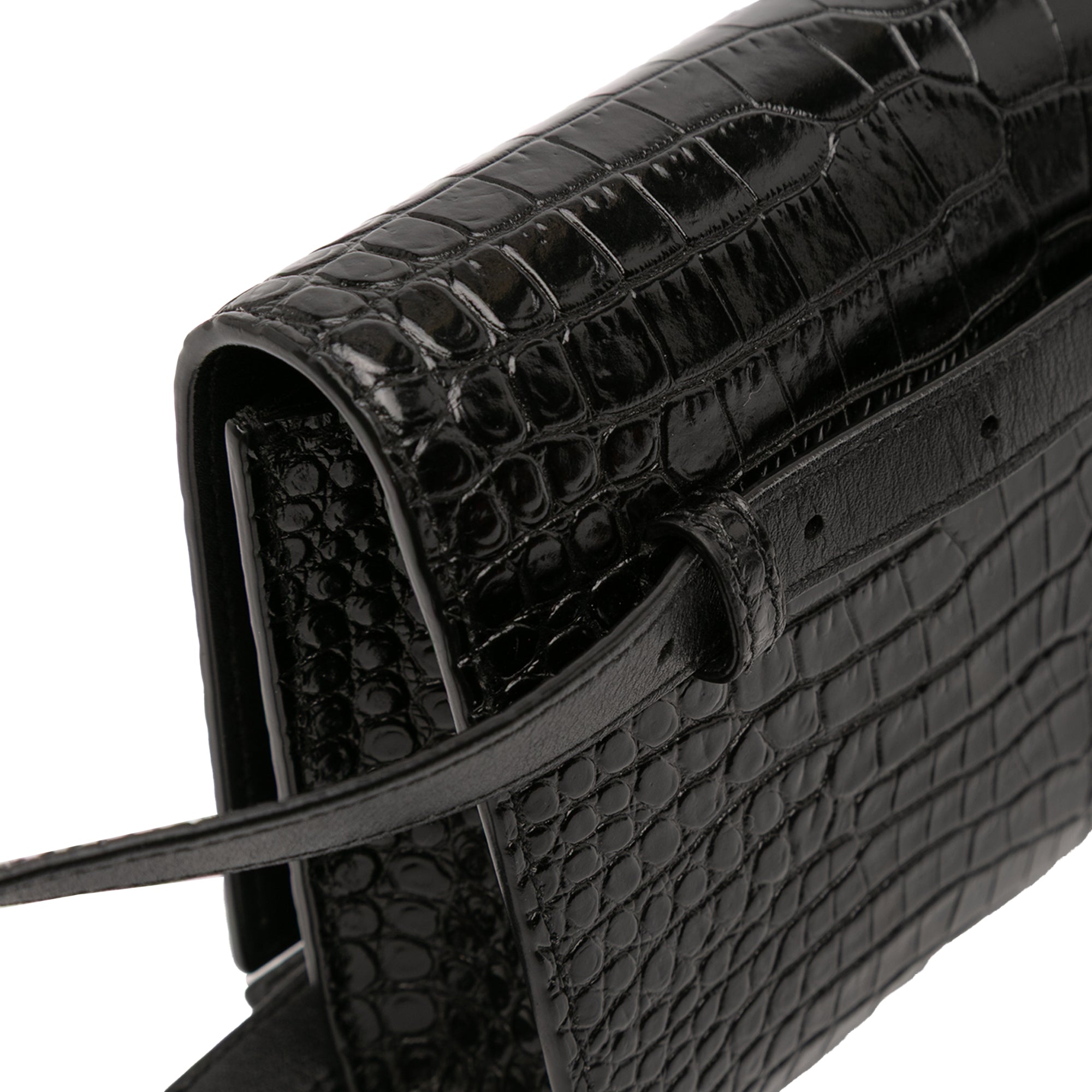 Croc Embossed Leather Monogram Kate Belt Bag