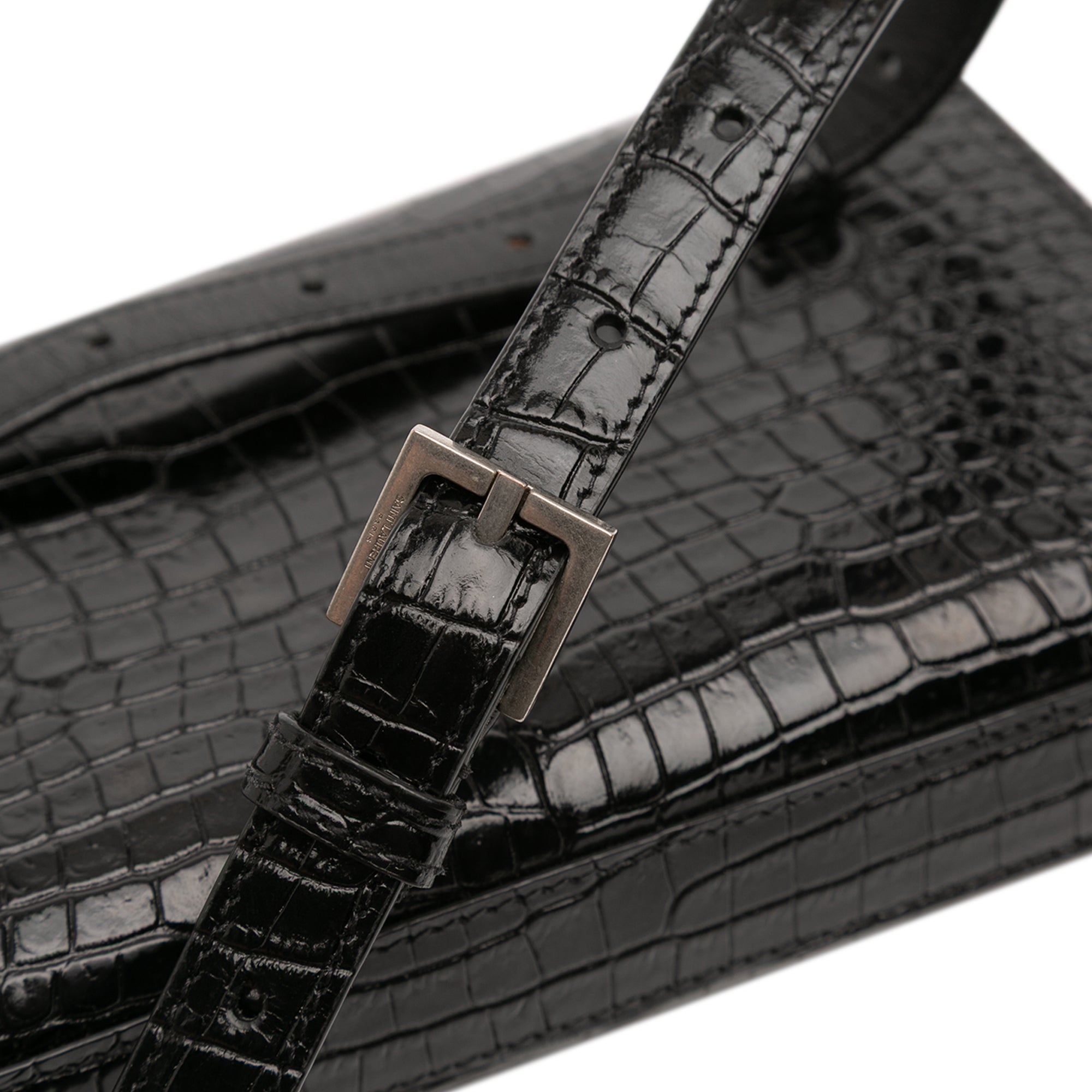 Croc Embossed Leather Monogram Kate Belt Bag