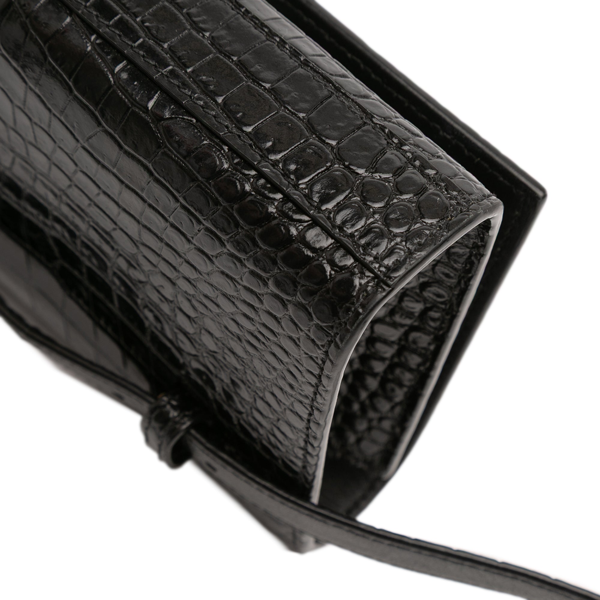 Croc Embossed Leather Monogram Kate Belt Bag