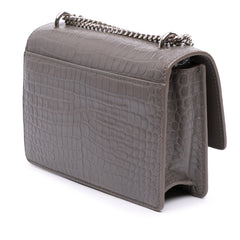Croc Embossed Leather Monogram Sunset Chain Wallet