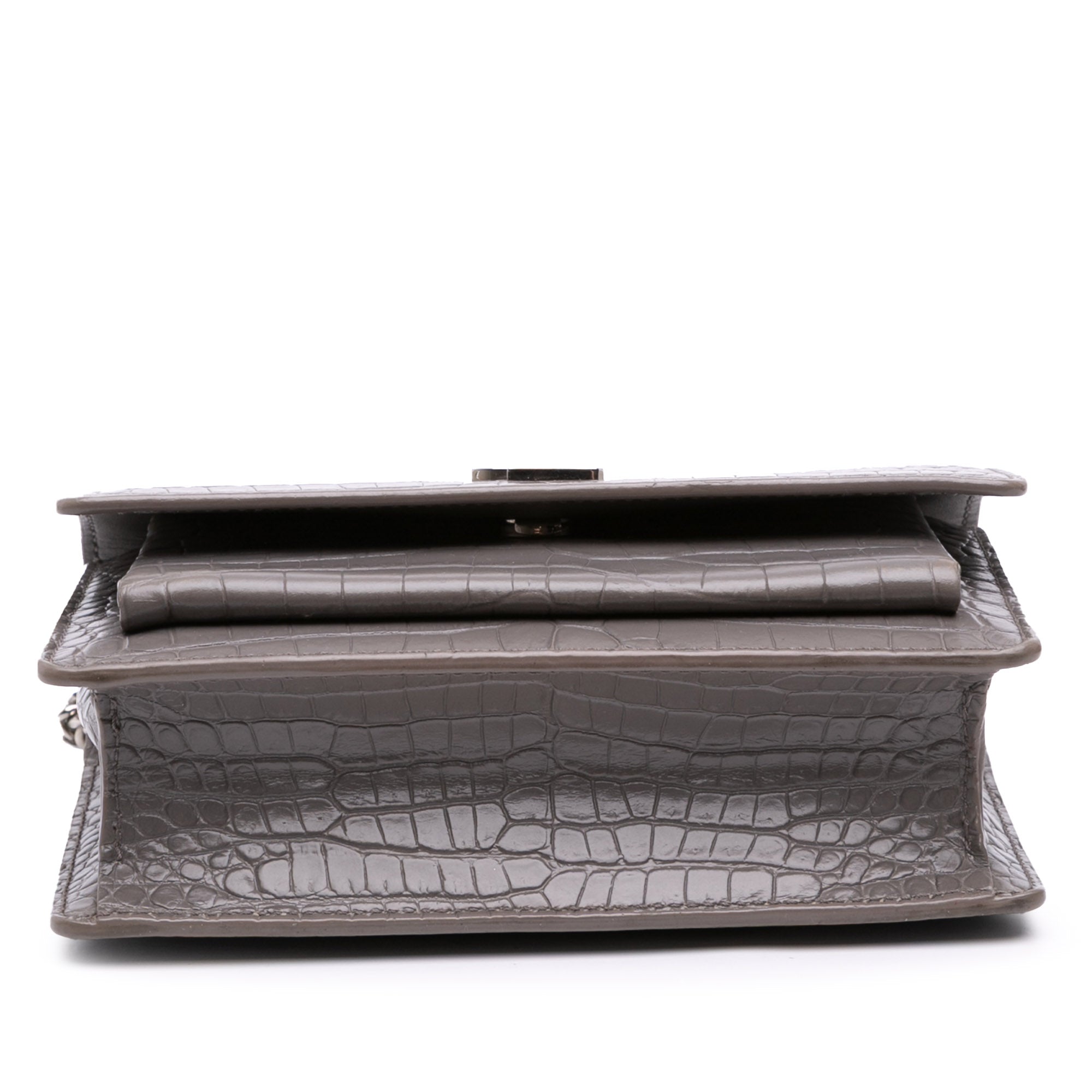 Croc Embossed Leather Monogram Sunset Chain Wallet