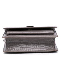 Croc Embossed Leather Monogram Sunset Chain Wallet