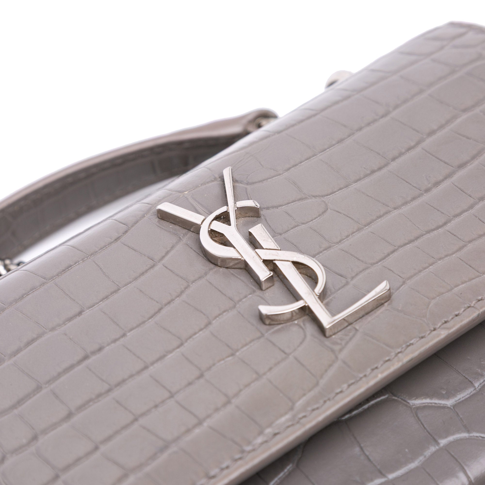 Croc Embossed Leather Monogram Sunset Chain Wallet