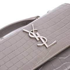 Croc Embossed Leather Monogram Sunset Chain Wallet