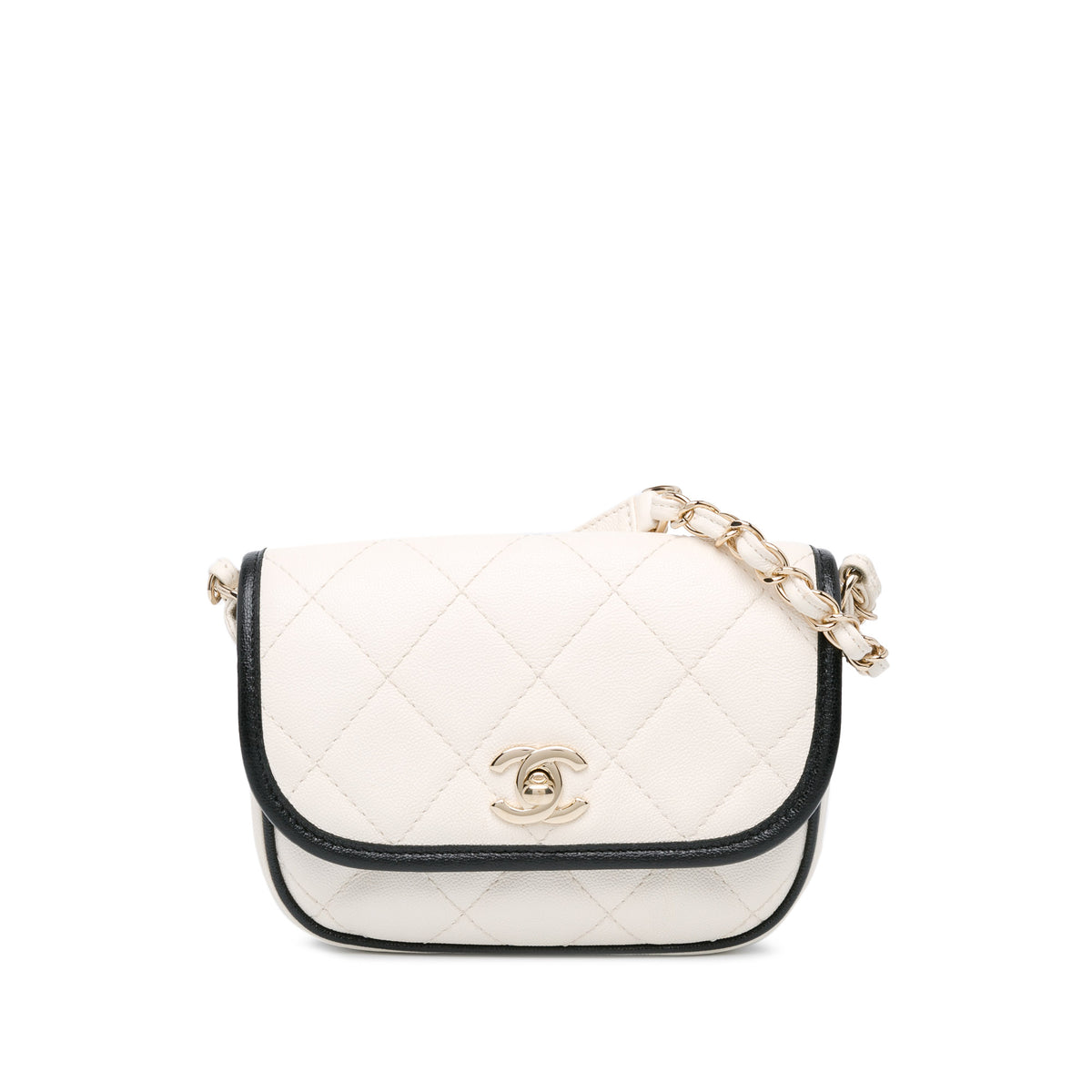 Mini Caviar Round Messenger Flap