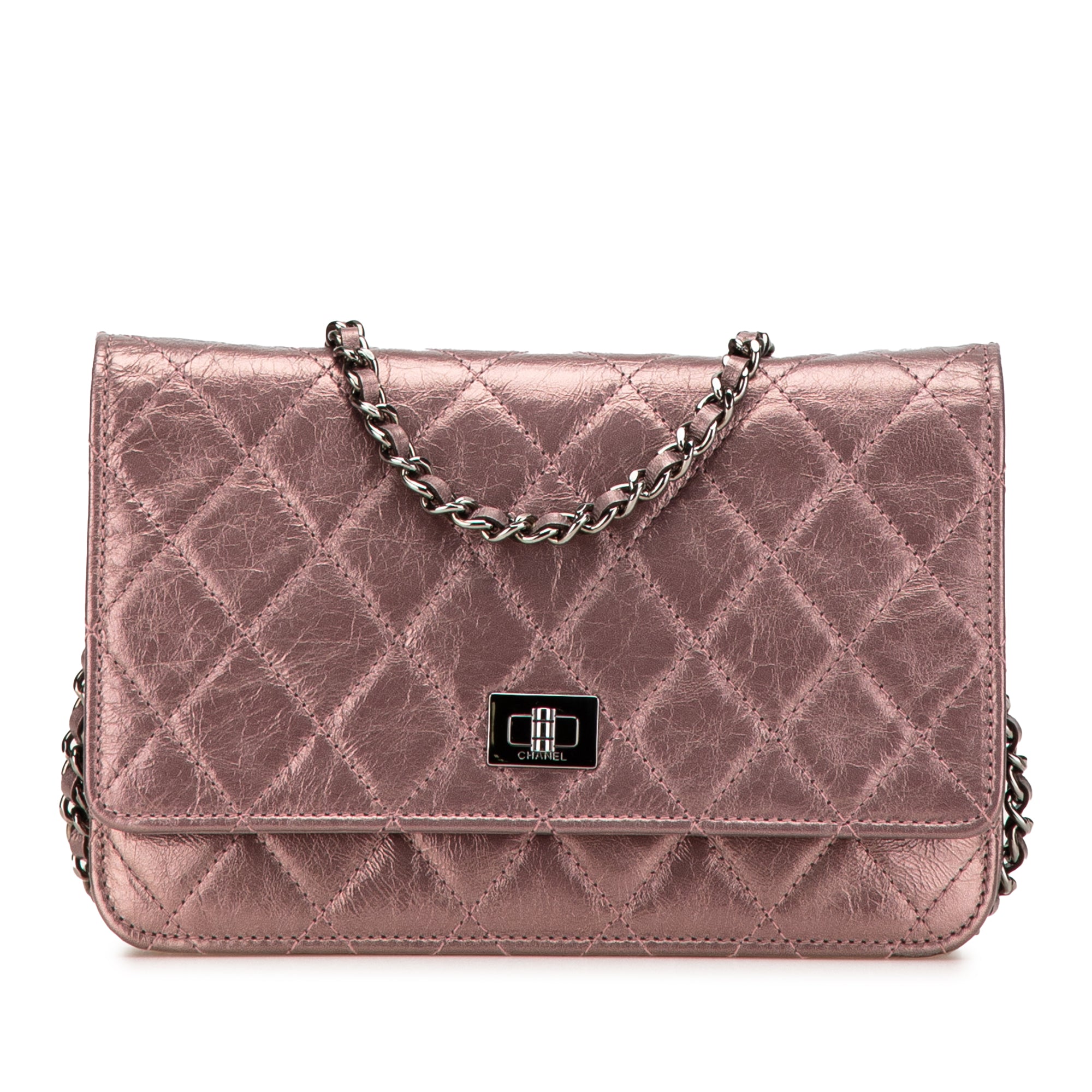 Reissue 2.55 Quilted Metallic Aged Calfskin Wallet on Chain