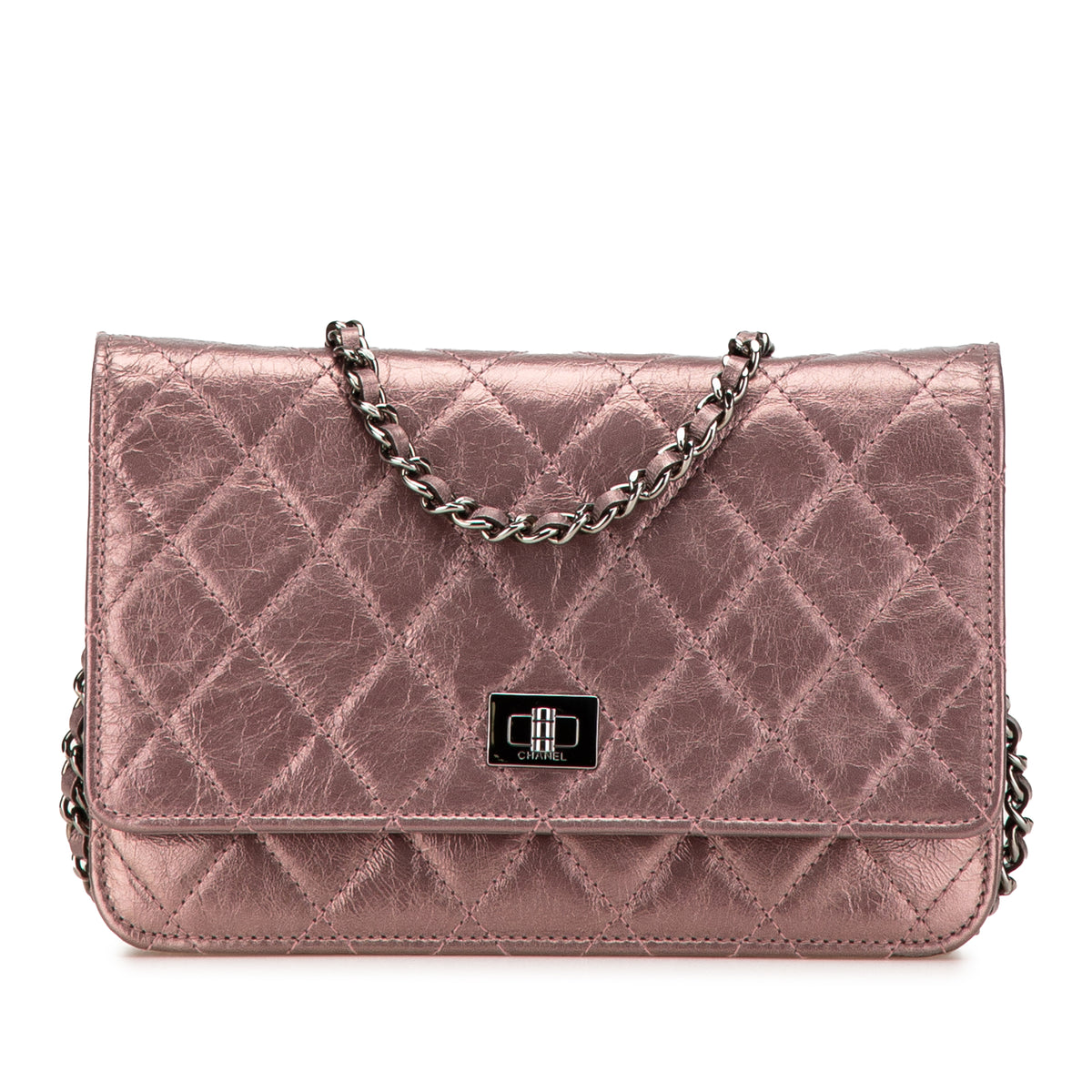 Reissue 2.55 Quilted Metallic Aged Calfskin Wallet on Chain