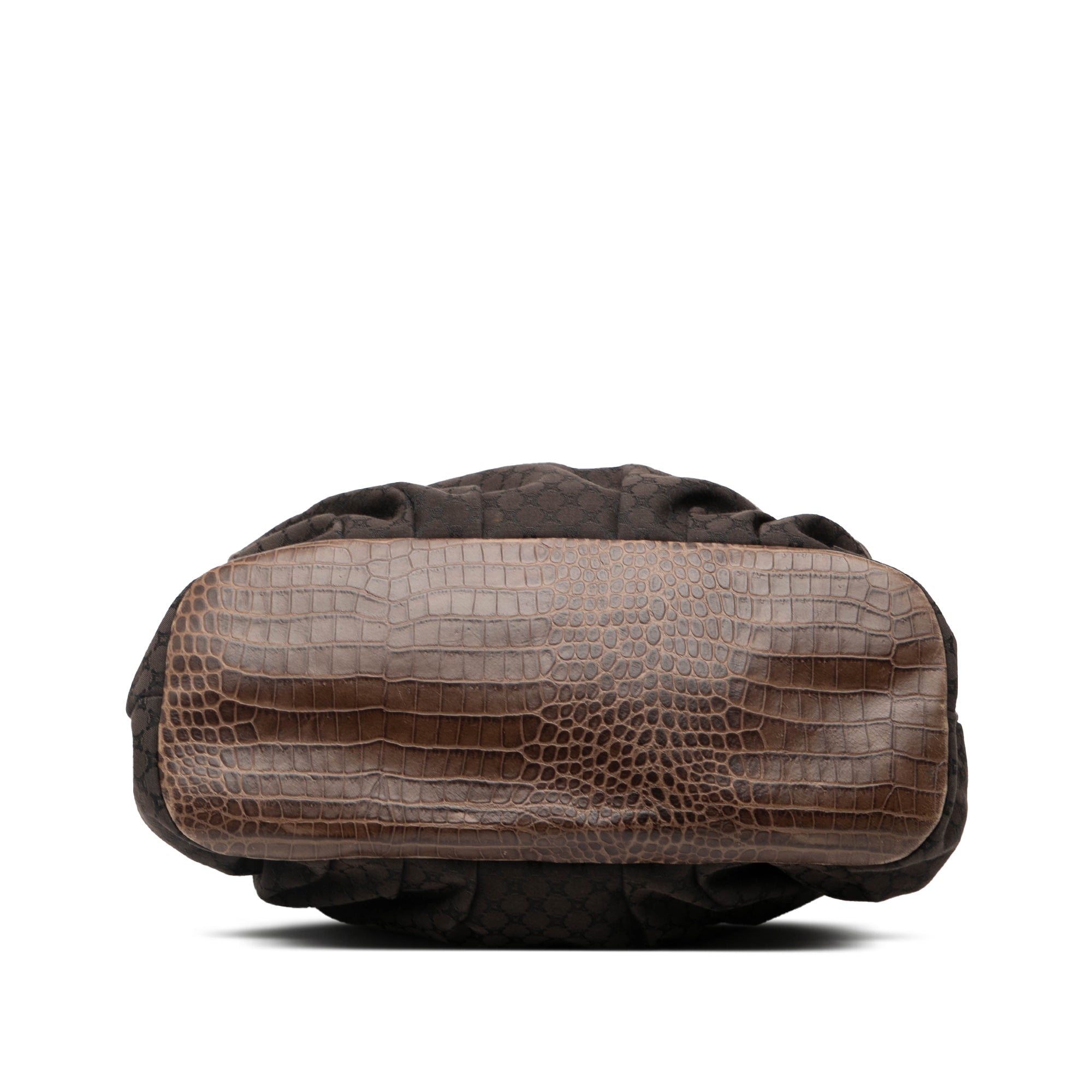 Embossed Leather Trimmed Macadam Canvas Vertical Tote