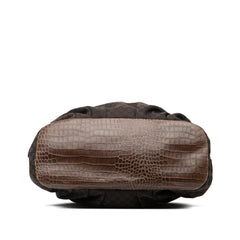 Embossed Leather Trimmed Macadam Canvas Vertical Tote