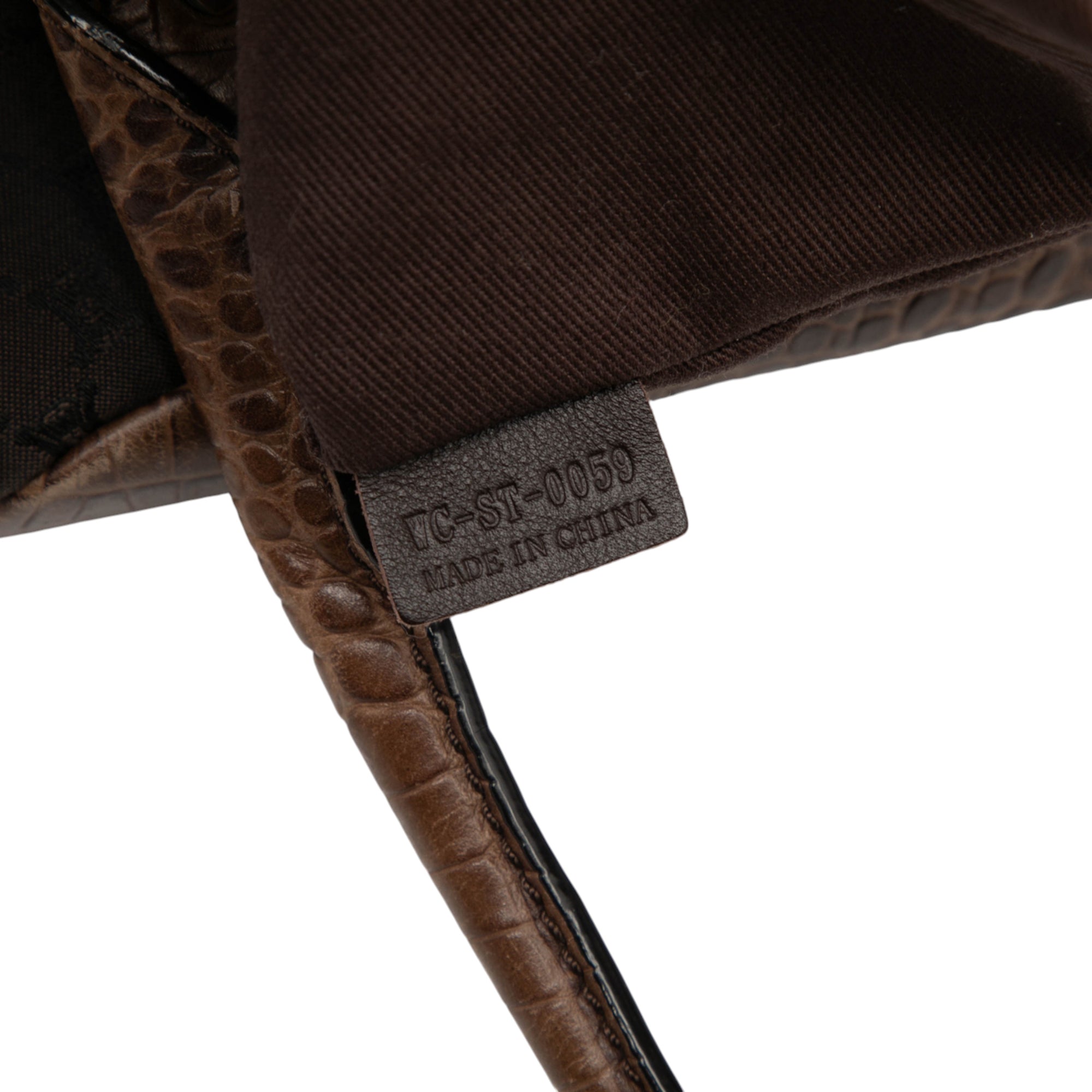 Embossed Leather Trimmed Macadam Canvas Vertical Tote