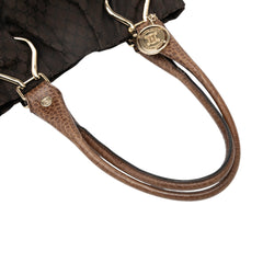 Embossed Leather Trimmed Macadam Canvas Vertical Tote