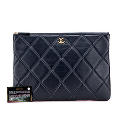 CC Large Quilted Lambskin O Case Clutch