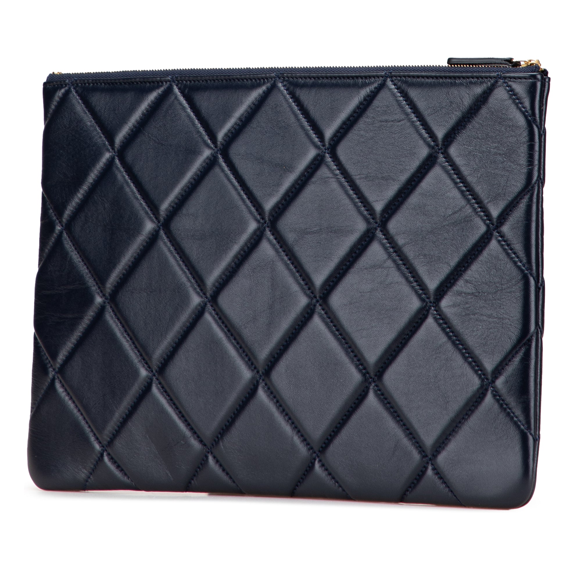 CC Large Quilted Lambskin O Case Clutch