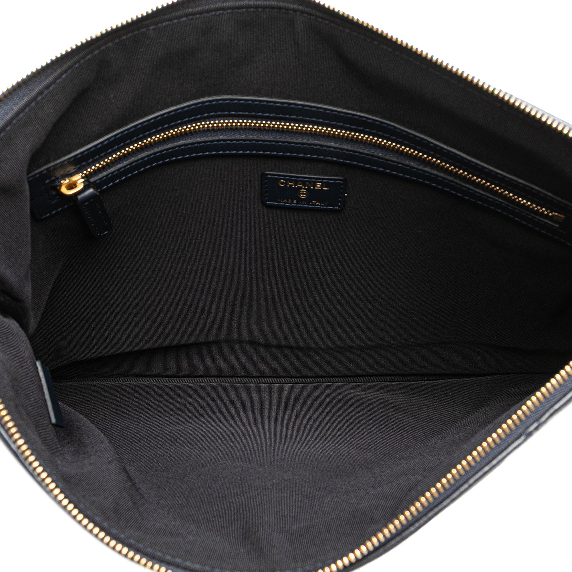 CC Large Quilted Lambskin O Case Clutch