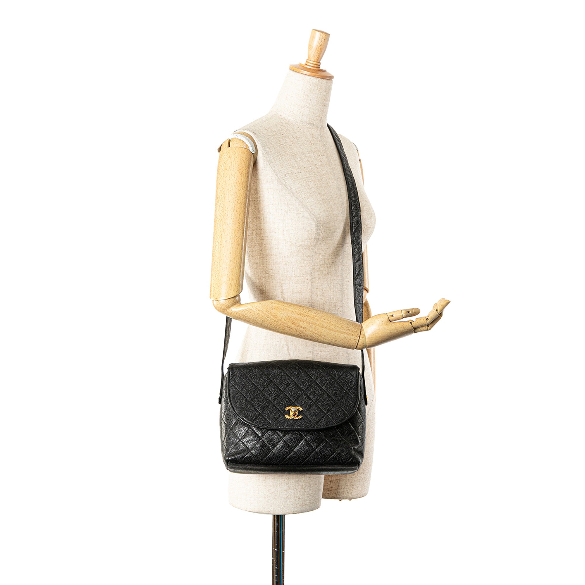 Quilted Caviar CC Flap Crossbody