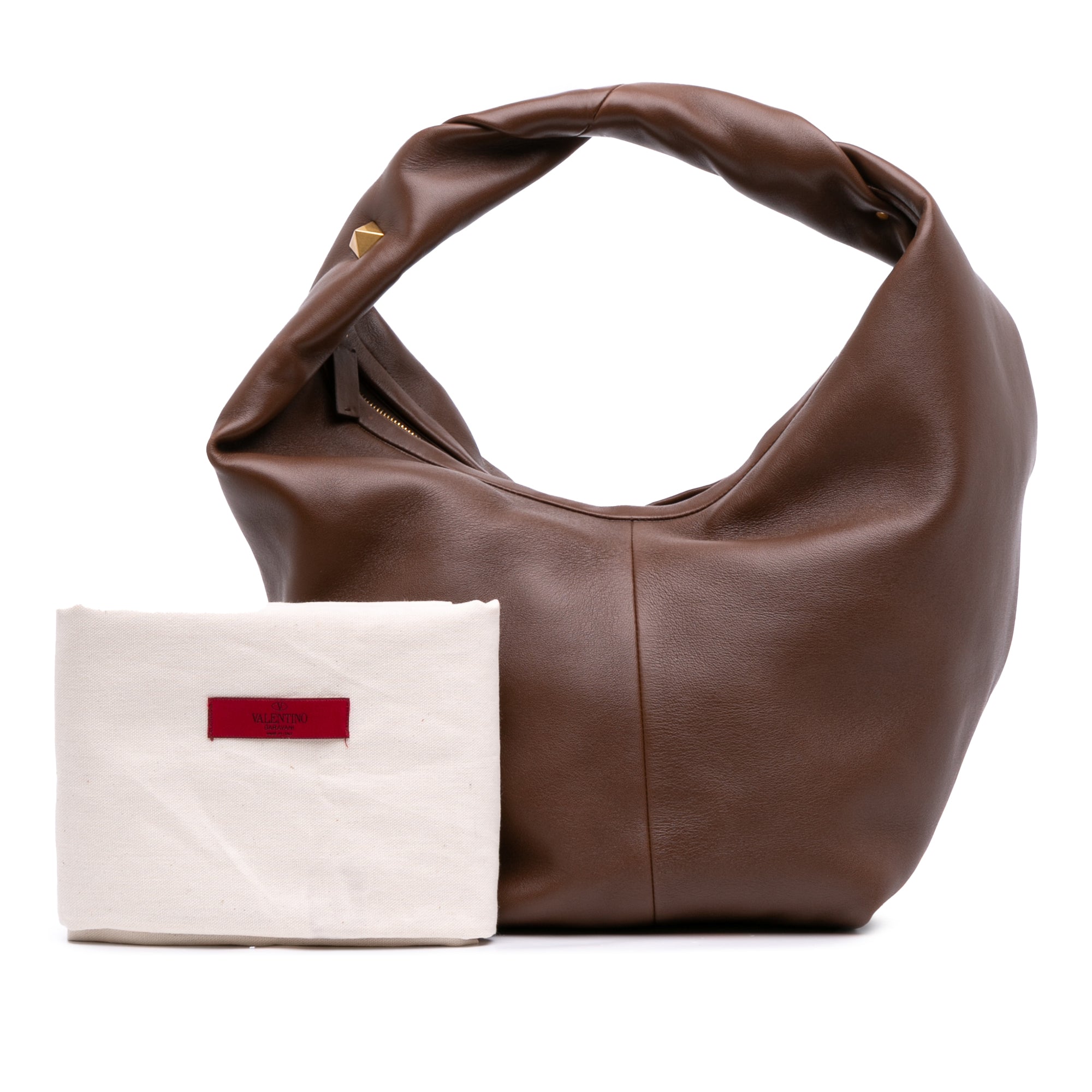 Leather Roman Stud Hobo Bag
