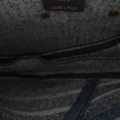 Oblique Embroidered Denim Saddle Bag