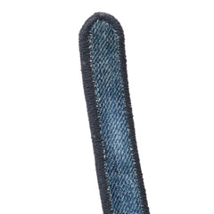 Oblique Embroidered Denim Saddle Bag